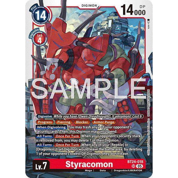 Digimon Time Stranger Super Rare Styracomon BT24-018