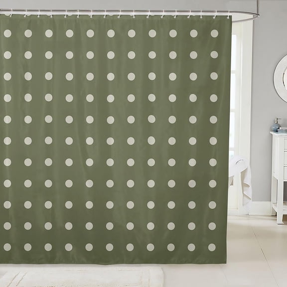 Green Polka Dot Shower Curtain for Bathroom 71x71 inches