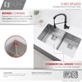 thumbnail image 4 of Stylish Undermount 33" Stainless Steel Low Divider 50/50 Double Bowl Kitchen Sink with 4 accs S-501XG, 4 of 11