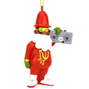Tree Buddees Funny Retro Hip Hop Rapper Santa Claus Christmas Ornament, 80s 90s Throwback, Boombox Bling, Hand-Painted