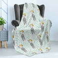 thumbnail image 4 of Cartoon Soft Flannel Fleece Throw Blanket, Kittens with Bandana on Pastel Toned Fishes and Waves Background, Cozy Plush for Indoor and Outdoor Use, 70" x 90", Pale Green Yellow, by Ambesonne, 4 of 5
