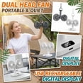 thumbnail image 2 of Dual Head Portable Fan Usb Rechargeable 7 Inch Digital Display Quiet Small Desk Fan Personal Cooling Fan for Home Office Car Outdoor Camping White 1 Pack, 2 of 9