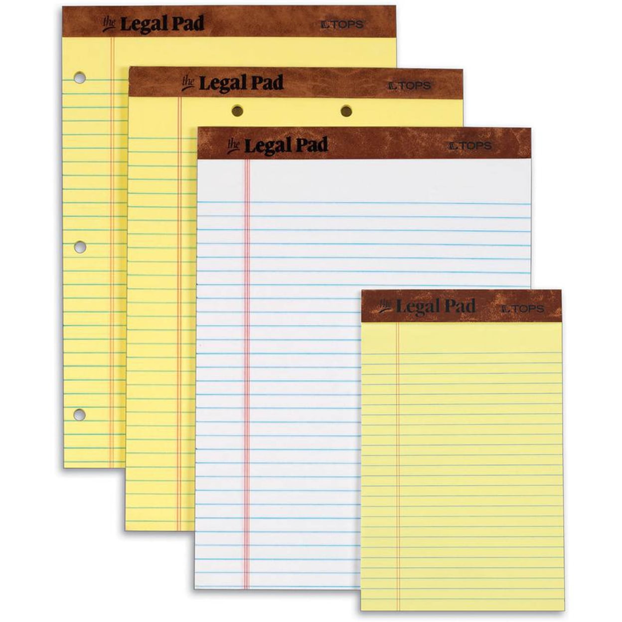 TOPS The Legal Pad Ruled Perf Pad Legal/Wide 11 3/4 x 8 1/2 Canary 50 Sheets DZ 75351