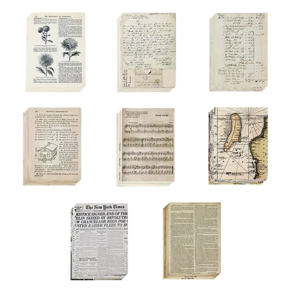 WuPing 240 Sheets of Junk Journal Scrapbook Vintage Papers, 8 Distinct Themes, 7.87 × 5.51 Inches