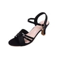 thumbnail image 3 of Womens Sandals Open Toe Kitten Heel Sandals Plus Size Casual Fashion Glitter Upper Adjustable Buckle Straps Thin Heel Shoes for Party Wedding Daily Walking, 3 of 10