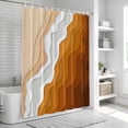 thumbnail image 6 of Orange Coastal Beach Bathroom Shower Curtains with 12 Hooks Polyester Waterproof Shower Curtain for Stalls and Bathtubs Rustic Abstract Sea Waves Striped Decorative Bathroom Curtain 60x72 Inches, 6 of 9