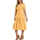 thumbnail image 3 of Vestido de mujer con volantes y fruncidos INSPIRE CHIC, cuello redondo, mangas cortas con elástico, estilo casual A-Line, talla XS, color naranja claro, 3 of 5