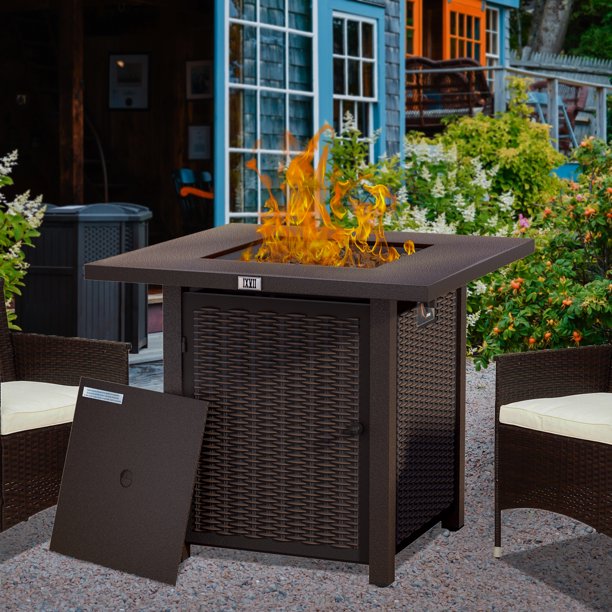 SEGMART 28'' Auto-Ignition Fire Pit Propane Gas Table, Outdoor Gas Fire ...