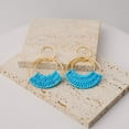 thumbnail image 5 of Raffia Hoop Earrings for Women Girls Fun Boho Summer Beach Earrings Lightweight Handmade Straw Wicker Rattan Dangle Earrings Statement Geometric Round Drop Earrings, 5 of 5