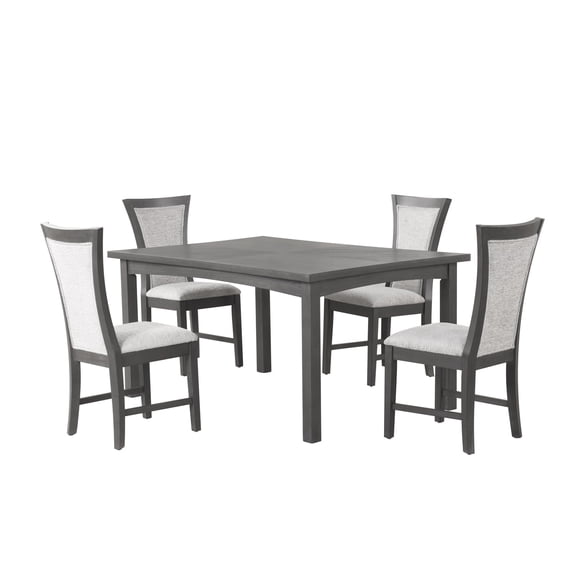 Pemberly Row Transitional 5-Piece Solid Wood Dining Set in Gray