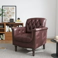 thumbnail image 5 of UIXE Faux Leather Accent Chair for Living Room, Tufted Arm Chair Retro Upholstered Club Armchair with Solid Wood Legs, Dark Red, 5 of 6