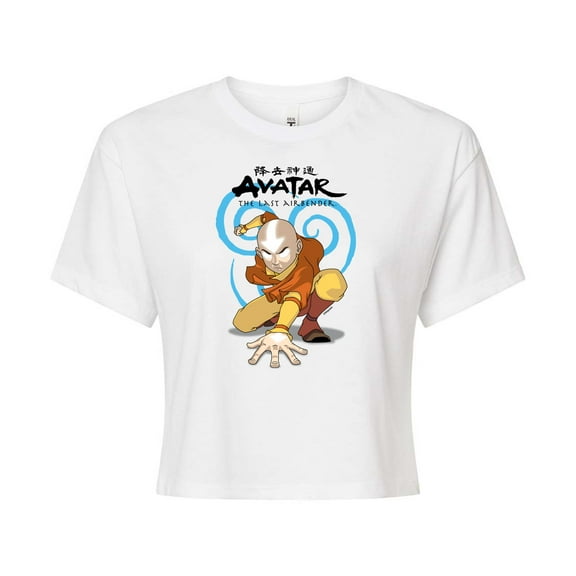Avatar - The Last Airbender - Aang Swirl - Juniors Cropped Cotton Blend T-Shirt