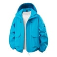 thumbnail image 2 of Swuxness Women's Hooded Sports Jacket, Women Long Sleeve Coat, Women's Solid Color Zipper Loose Comfortable Soft Outdoor Jacket with Pockets for Ladies Blue, XXXL, 2 of 3