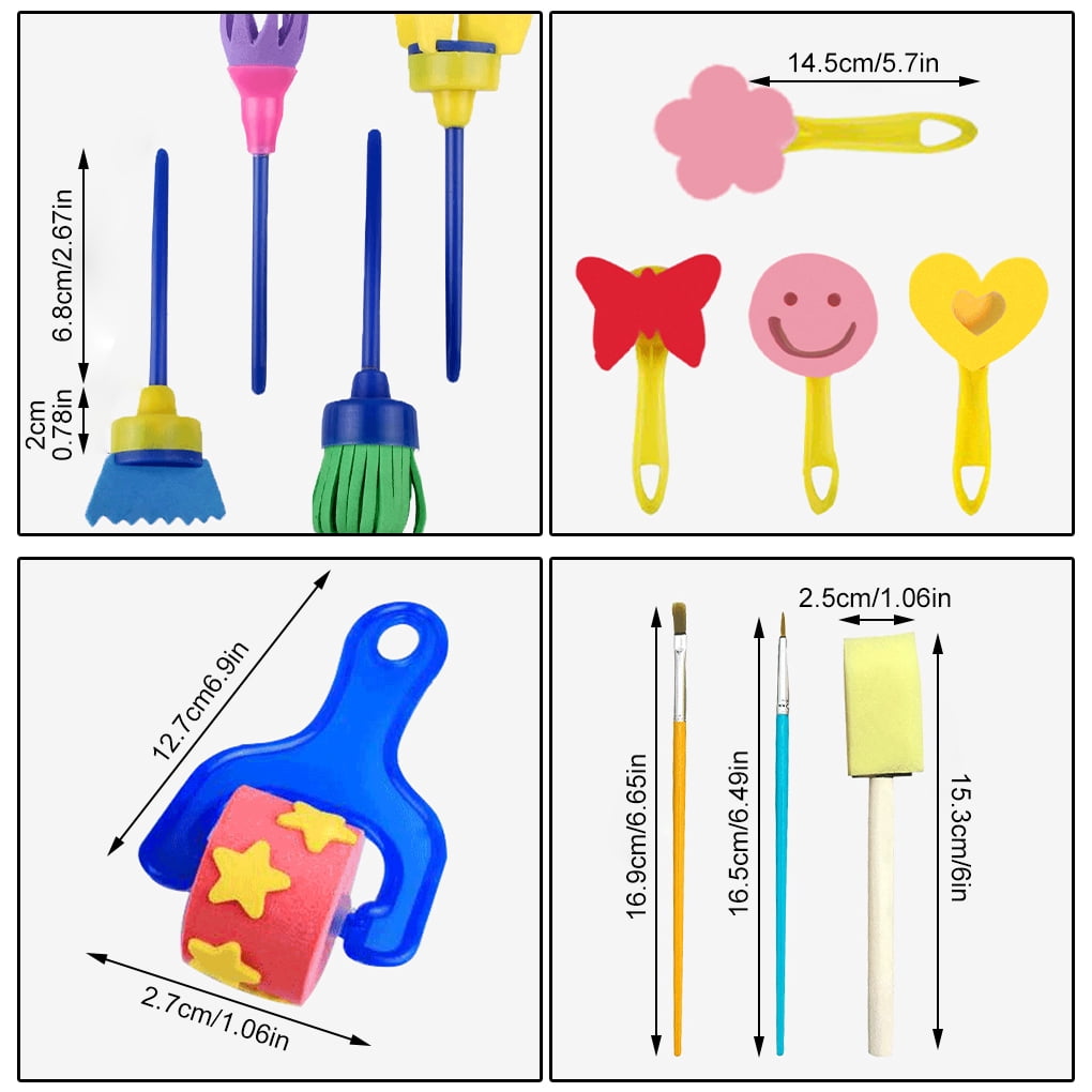 Ensemble de 36 tampons éponge pour peinture pour enfants, éponge EVA de haute qu