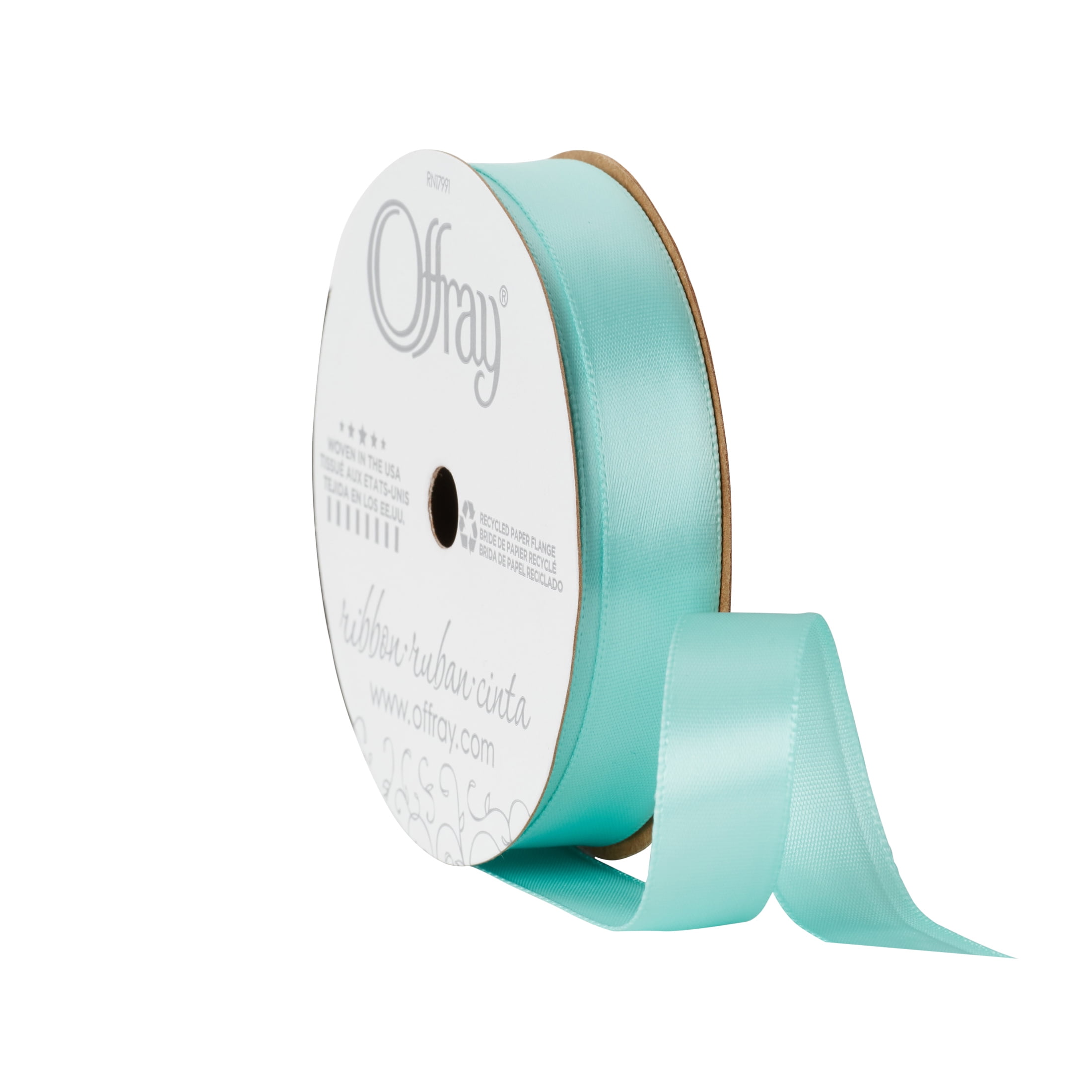 (4 pack) Offray Ribbon, Aqua Blue 5/8 inch Single Face Satin Polyester Ribbon for Sewing, Crafts, and Gifting, 18 feet, 1 Each