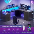 thumbnail image 7 of 66" Modern L Shaped Computer Desk with 3 Drawers and Storage Cabinet, Fluted Home Office Desk with Led Lights, Wood Executive Desk, 7 of 7