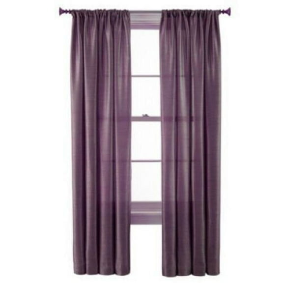MR2 LIlac 2-PC Set rod pocket faux silk window curtain treatment set of two 2 solid semi sheer voile panels 55" W x 95" L (Each)