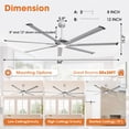 thumbnail image 4 of Parrot Uncle Industrial 84" Silver Large Ceiling Fan with LED Lights and Remote Control, 4 of 16