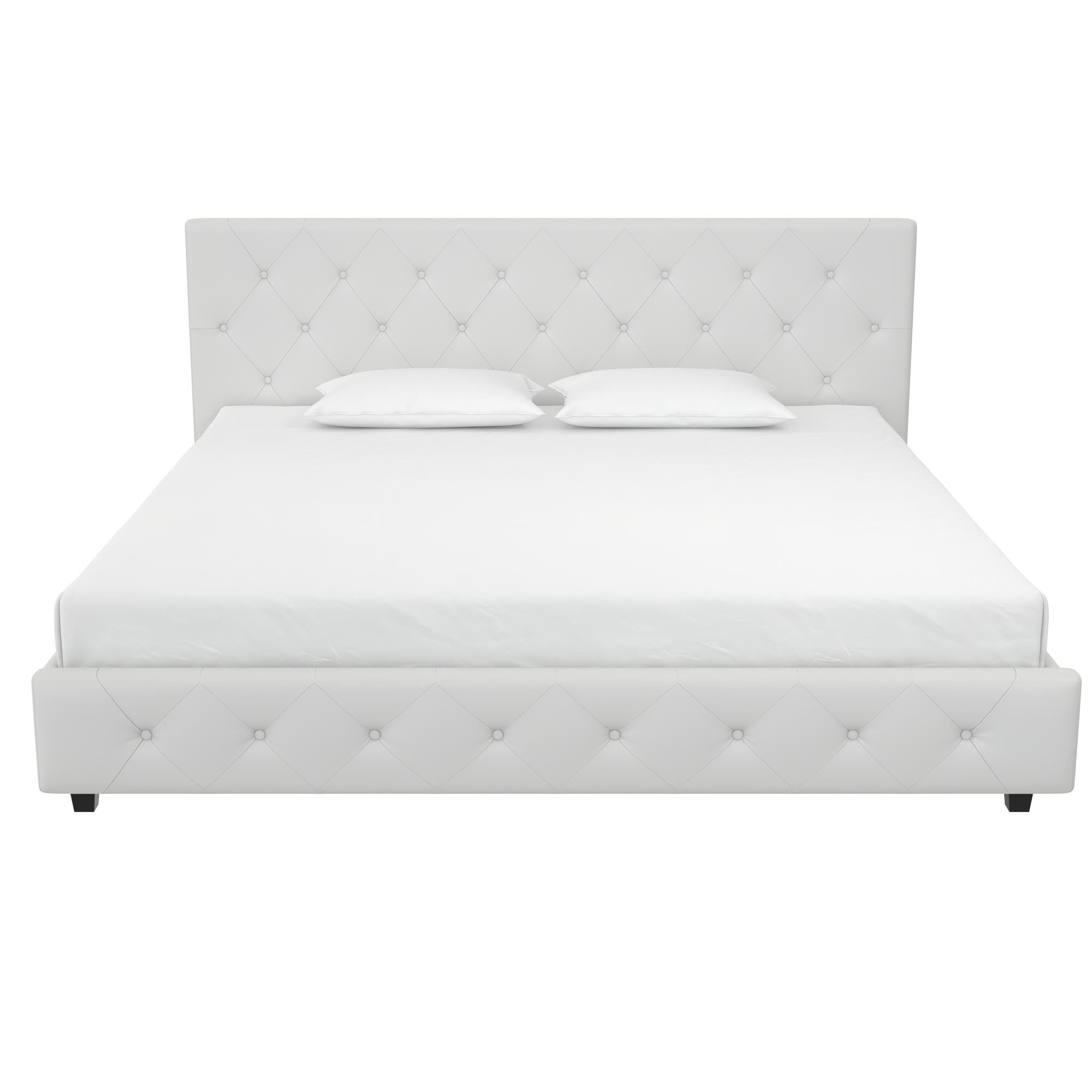 DHP Dakota Upholstered Platform Bed, King, White