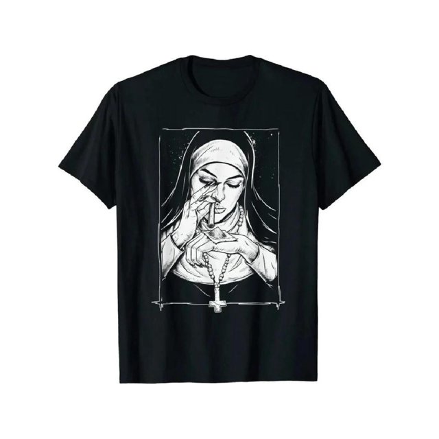 Camiseta para hombre, camiseta vintage de monja demoníaca impía, camiseta Harajuku informal de nueva llegada, camiseta estampada de verano para hombre, camiseta casual genial, camisetas para hombre