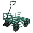 thumbnail image 4 of Steel Garden Cart Flatbed with Removable Sides, 550LBS Heavy Duty Yard Cart with 180° Rotating Handle and 10 Inch Tires, 10 Cu.ft Capacity, Foldable Metal Wagon for Garden, Farm, Yard, Green, 4 of 8