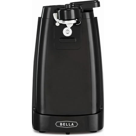 Electric Can Opener and Knife Sharpener, Removable Cutting Lever, Cord Storage, Stainless Steel Blade, Black