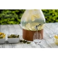 thumbnail image 6 of Classic Home Teardrop Clear Glass Ice Cold Beverage Drink Dispenser- 2.75 Gallon, With Cork Lid & Modern Wood Base Leak Proof Spigot- Wide Mouth Easy Filling For Outdoor, Parties & Daily Use, 6 of 12