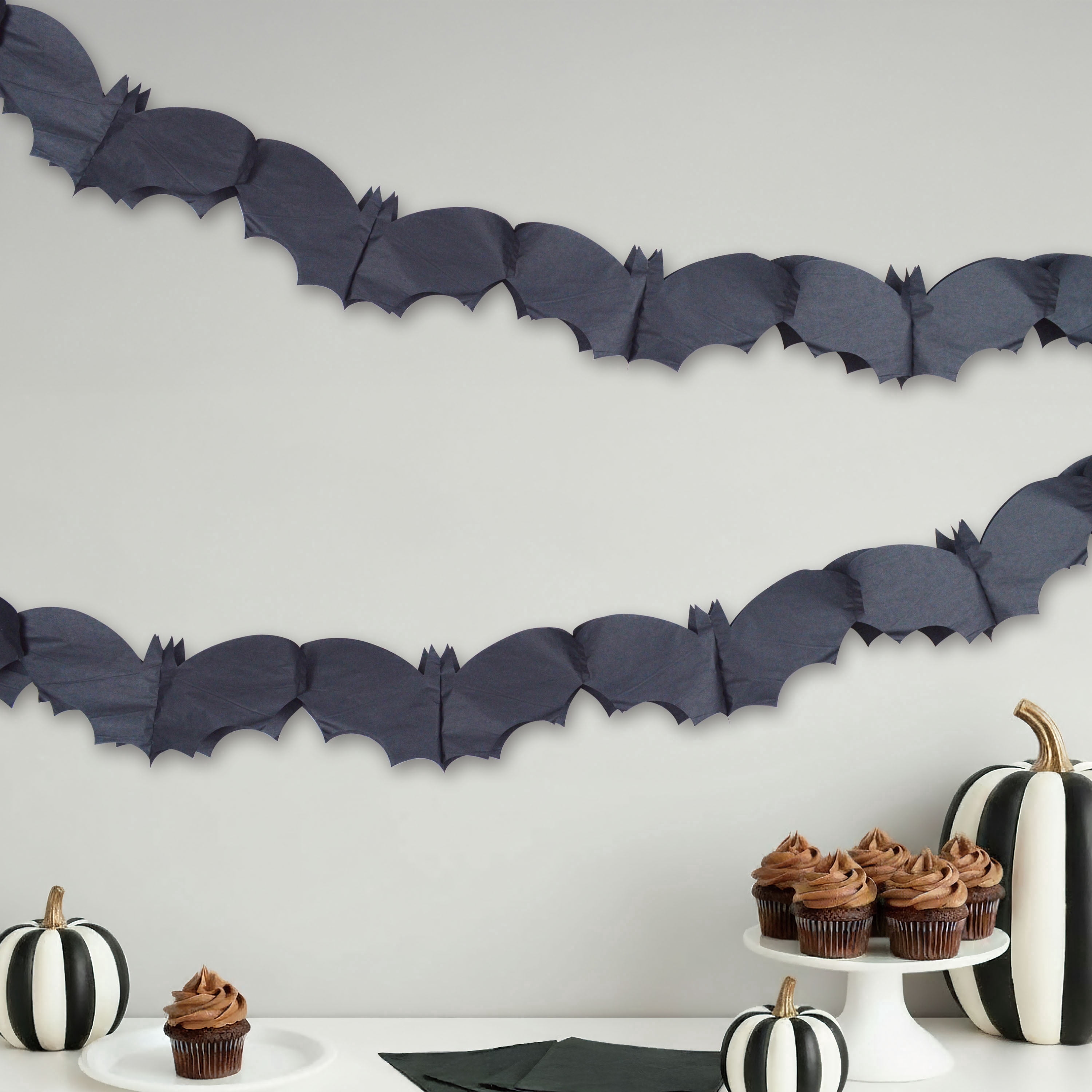 Bats Tissue Garland, Black, 8', Halloween by Way To Celebrate