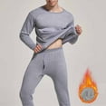 thumbnail image 2 of successthop Mens Thermal Set Top and Bottom Fleece Plus Size High Strecth Long Sleeve Crewneck Pullovers and Leggings XL, 2 of 9