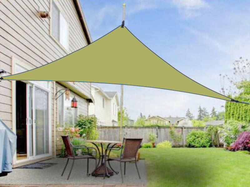 Sun Shade Sail Triangle-Permeable Canopy Pergolas Top Cover with Ropes Durable Outdoor Sunshade Sail Shade Canopy for Patio Yard Backyard Garden Lawn Deck 