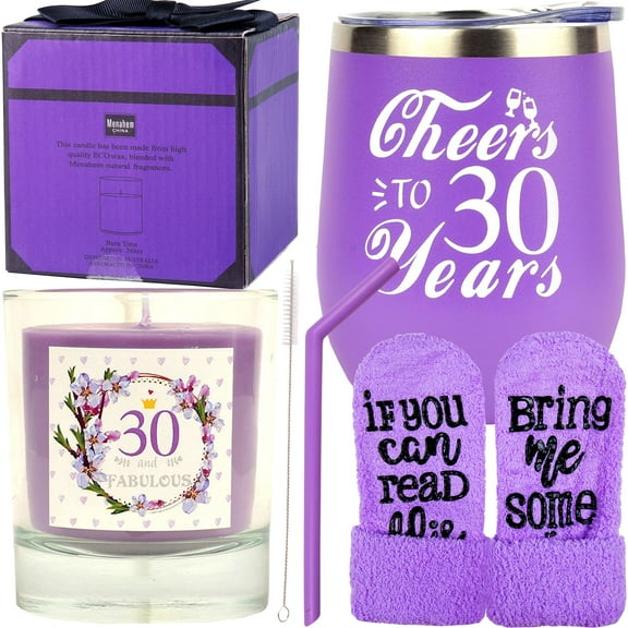MEANT2TOBE Purple 30th Birthday Gifts for Women - Tumbler, Decorations & Ideas to Celebrate Turning 30 Years Old!
