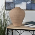 thumbnail image 2 of DecMode 17" Wide Textured Terracotta Beige Ceramic Vase, 2 of 14