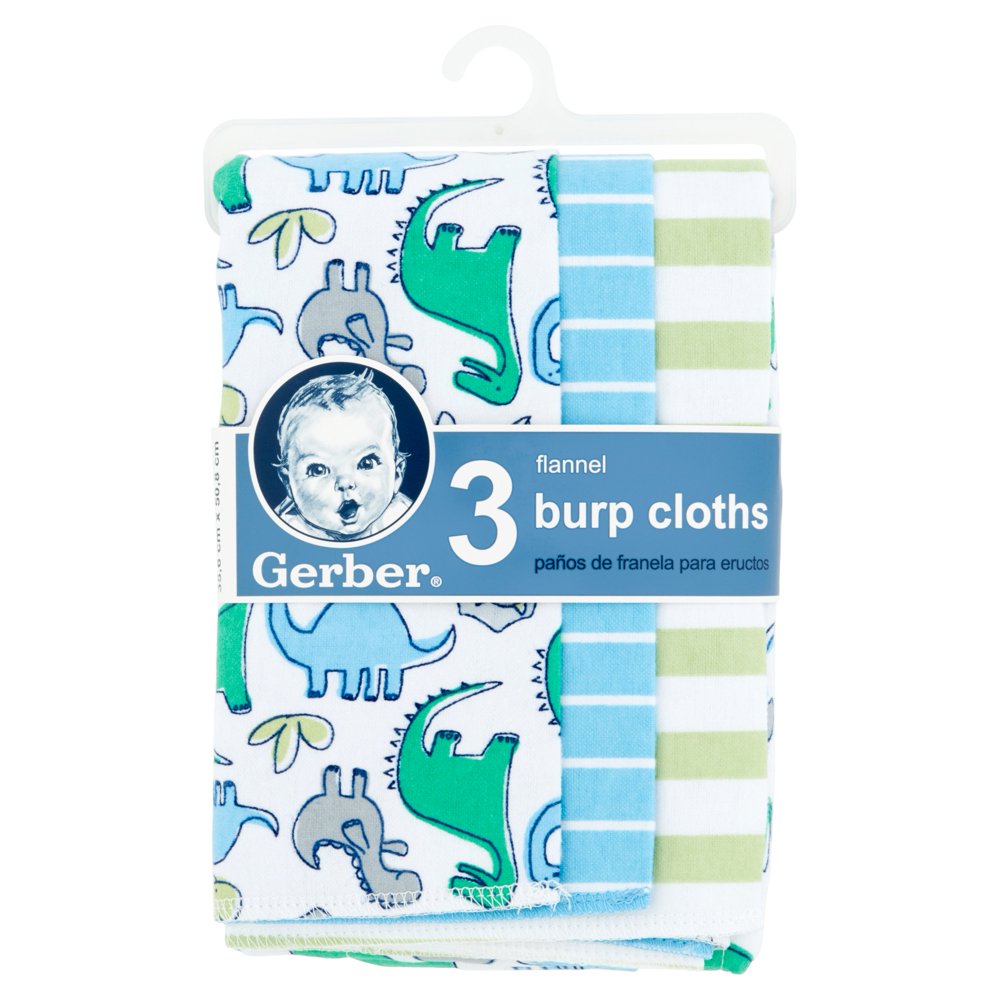 Gerber Flannel Burp Cloths, 3 pack