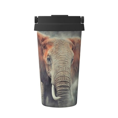 

Fuzoiu Elephant in Smoke Print Stainless Steel Travel Mug Vacuum Insulated Coffee Travel Mug Reusable Coffee Cup for Hot and Cold