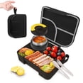 thumbnail image 1 of Primlect Bento Caja, Juego de 3 Compartimentos para Almuerzo Infantil, con Frasco de Comida Aislado a Prueba de Fugas, Negro, 1 of 6