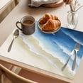 thumbnail image 3 of Navy Blue Ombre Ocean Placemats Set of 6 Watercolor Coastal Beach Waves Place Mats Indoor Wipeable Table Mats Washable Cloth Dining Table Placemats for Kitchen Holiday Party Home Decor 13x19 Inch, 3 of 9