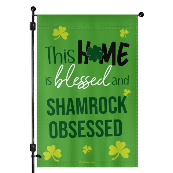 Blessed And Shamrock Obsessed Double Sided Garden Flag 12x18 Inch – Saint Patrick’s Day Irish Heritage Polyester Outdoor Decor