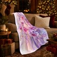 thumbnail image 3 of Peony Rose and Purple Blossom Watercolor Bouquet, Soft Botanical Floral Art for Flower Lovers, Birthday Gift, Cozy Flannel Blanket for Bedroom, Floral Home Decor, 3 of 9