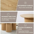 thumbnail image 4 of Round Nesting Coffee Table Set of 3,Mid Century Modern Fluted Coffee and End Table Set,Small Circle Wooden Side Table Drink Table for Living Room (Natural), 4 of 9