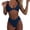 Navy, variant on Womens Two Piece Swimsuit Sexy V Neck Solid Color Bikini Knot Front Push Up High Leg Thong Bathing Suit