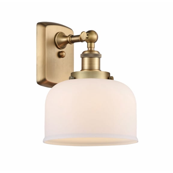 916-1W-BB-G71 Innovations Lighting Bell - 1 Light Wall Sconce In Industrial Style-13 Inches Tall and 8 Inches Wide-Brushed Brass Finish-Matte White