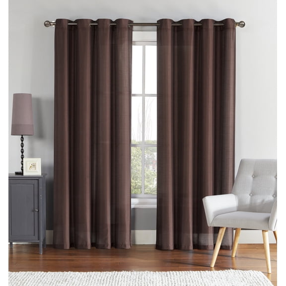 VCNY Home Ultra Luxurious Faux Silk Grommet Curtain Panels - Brown