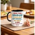 thumbnail image 4 of Taza de café personalizada - Cita divertida de ser tu yerno, nombre y año personalizados, taza cerámica de 11 oz, apta para lavavajillas en microondas, idea de regalo única, 4 of 7