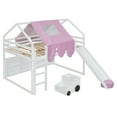 thumbnail image 5 of Harper & Bright Designs Low House Loft Bed with Slide and Storage Shelves, Wood Full Playhouse Loft Bed Frame with a Tent & Stairs, Full Storage Bed for Boys Girls, White, 5 of 15