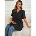 thumbnail image 5 of DARING DIVA Women's Boho Ruffled V Neck Short Sleeve Maternity Tops S Black, 5 of 7