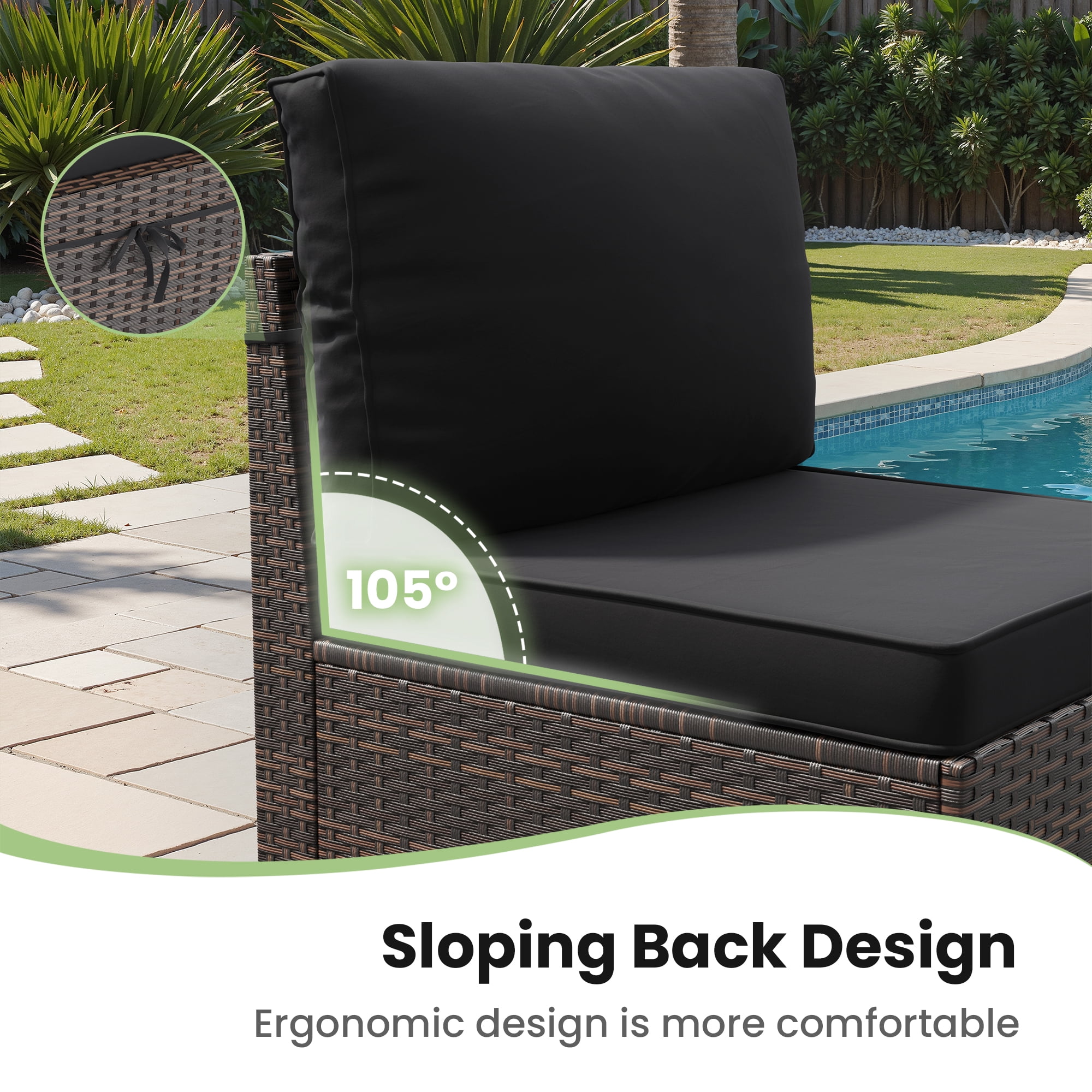 STARY 8 Pieces Outdoor Furniture Set with Fire Pit Table, Wicker Patio Sectional Sofas, All-Weather Outdoor Conversation Set for Garden, Black