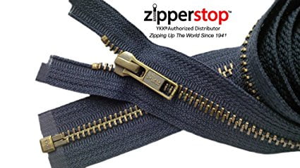 30/" or 36/" #5 Antique Brass Separating Zipper YKK~ ZipperStop Off-White