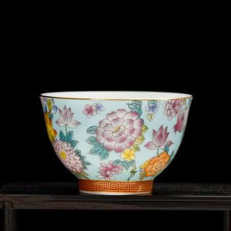 

Enamel Ceramic Tea Cup Flower Master Cup Chinese Kung Fu Tea Set Colorful Tea Bowl Gift Box