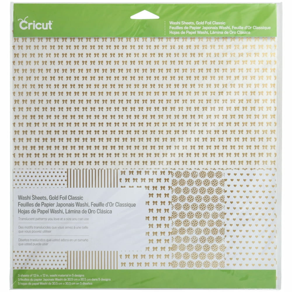 Cricut Washi Sheets Paper, Gold Foil 12"x12" 5 sheets