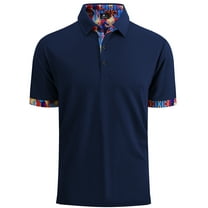 SPEEDRUN Men's Golf Polo Shirts, Classic Fit Short Sleeve for Casual & Business Wear, Navy M